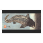 黒鯉, 国芳 Black Carp, Kuniyoshi, Ukiyoe Rectangle Stickers
