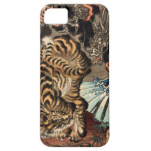 龍虎, tigre y dragón, Kuniyoshi, Ukiyo-e del 国芳 iPhone 5 Case-Mate Cobertura