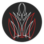 0001 Red & White Pinstripe Round Sticker