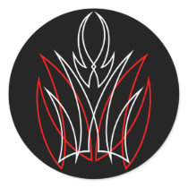 0001 Red & White Pinstripe Round Sticker