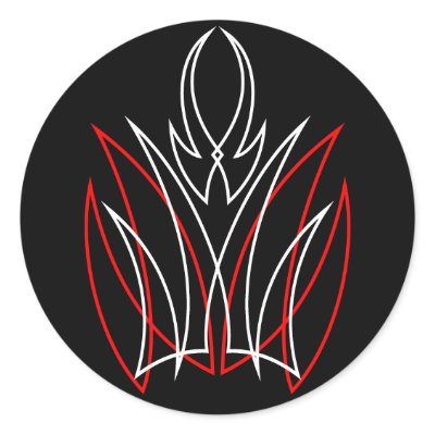 0001 Red & White Pinstripe Round Sticker by toxico13