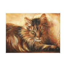 0005 Cat on Pillow Wrapped Canvas Print