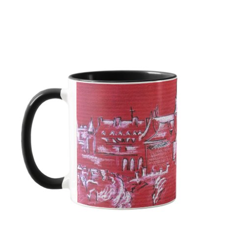 0087-French village in Winter mug