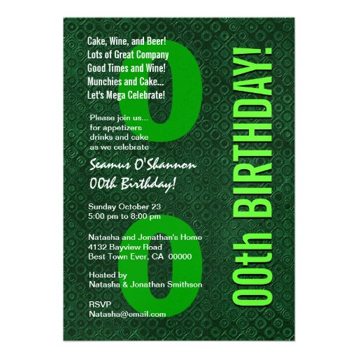 00th Modern Birthday Green Metallic V001 Invites
