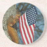 010510-4-AC    ONE PATRIOTIC SQUIRREL DRINK COASTER