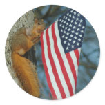 010510-4-AST   ONE PATRIOTIC SQUIRREL ROUND STICKER