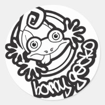 01 Horny Gecko Logo b/w Stickers