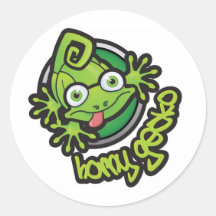 01 Horny Gecko Logo colour Round Stickers