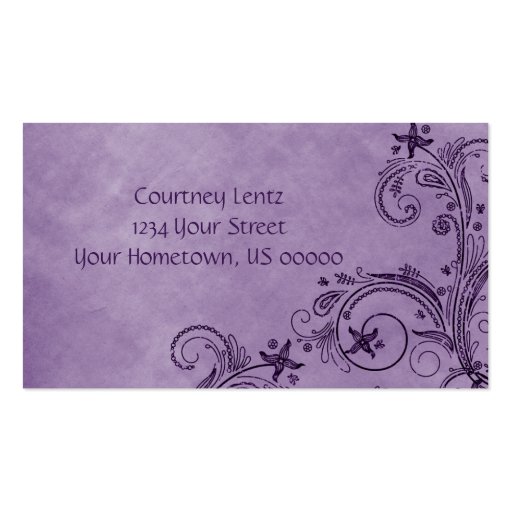 02 Purple Distressed Floral Business Card (front side)