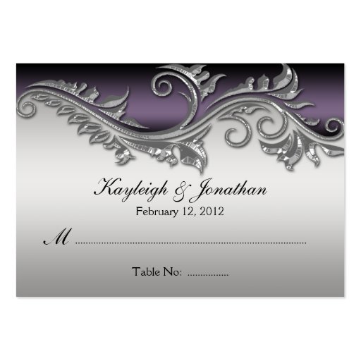 02Vintage Purple Black and Silver Place Card Business Card Templates (front side)