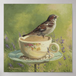 0470 Sparrow on Teacup Art Print