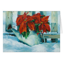 0525 Poinsettia in Watering Can Sympathy Card