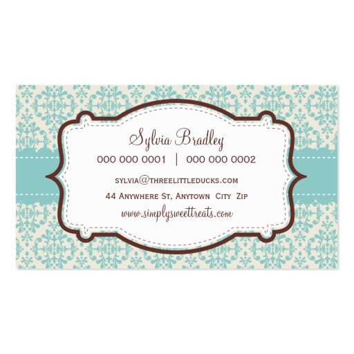 055-Amy :: business card -  funky damask v1 (back side)