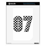 07 checkered auto racing number skin for the NOOK color