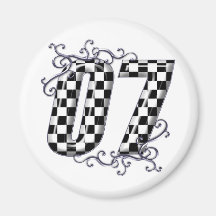 07 checkered flag number fridge magnets