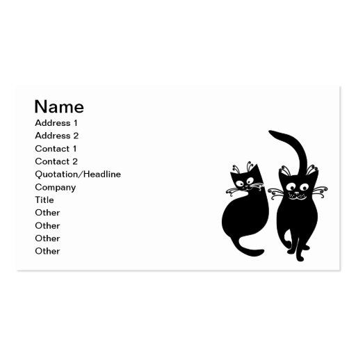 092 AND 081 BLACK CARTOON CATS PETS ANIMALS BLACK BUSINESS CARD TEMPLATE
