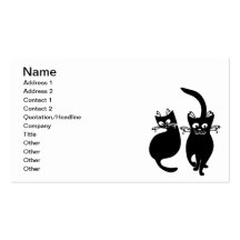 092 AND 081 BLACK CARTOON CATS PETS ANIMALS BLACK BUSINESS CARD TEMPLATE
