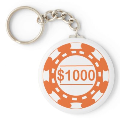 $1000 Casino Chip Orange Keychain by Logo_Loco