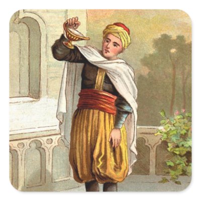 1001 Arabian Nights: Aladdin Square Stickers by VintageAppeal