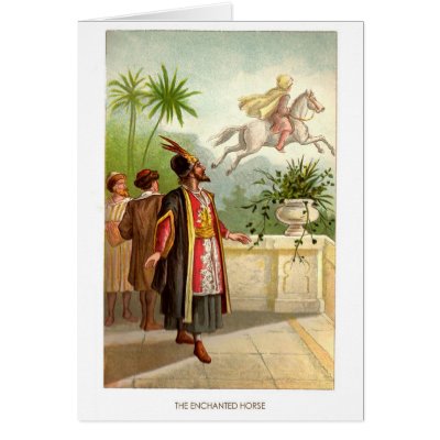 1001 Arabian Nights: The Enchanted Horse Greeting Cards by VintageAppeal