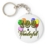 100 and Wonderful Birthday Gifts & Apparel Keychain