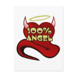 100% Angel Devil Heart Postcard