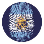 100% Argentinian DNA fingerprint Argentina flag gi Round Stickers