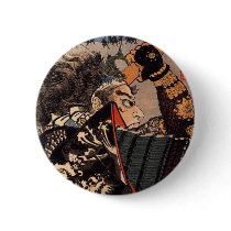 100 Brave Generals Japanese Samurai Painting Button