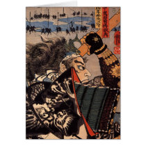 100 Brave Generals Japanese Samurai Painting Greeting Cards