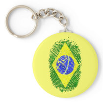 100% Brazilian DNA fingerprint Brasil pride gifts Keychain