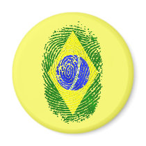 100% Brazilian DNA fingerprint Brasil pride gifts Fridge Magnet