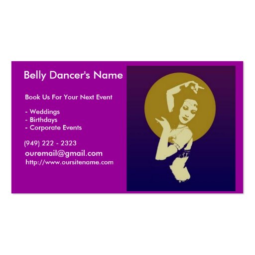 100 Business Cards for Belly Dancers (front side)