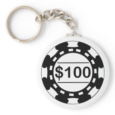 $100 Casino Chip Black Keychain by Logo_Loco