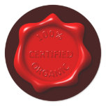 100% Certified Organic Wax Seal sticker round