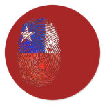100% Chilean DNA fingerprint flag of Chile Round Sticker