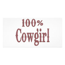 100% Cowgirl - (pink & brown plaid lettering) photo cards by dollface766 100% Cowgirl - (pink & brown plaid lettering) photo cards
