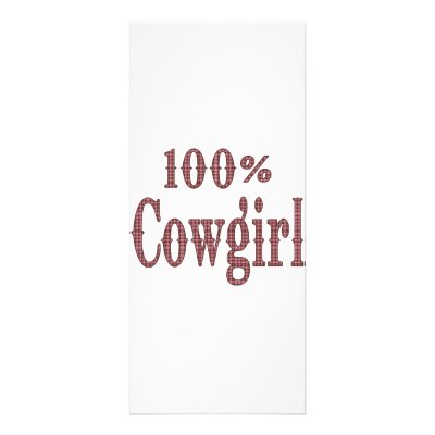 100% Cowgirl - (pink & brown plaid lettering) Rack Card Design by dollface766