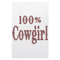 100% Cowgirl - (pink & brown plaid lettering) stationery