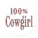 100% Cowgirl - (pink & brown plaid lettering) Stickers