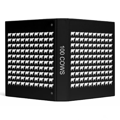 100 Cows - White on Black Binder by artberry