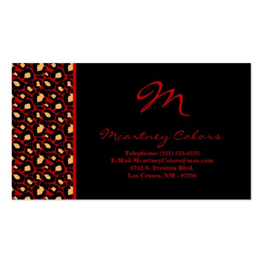100 Crimson Red Cheetah Print Business Card