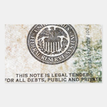 100 Dollar Bill (8) Rectangular Sticker