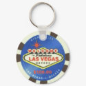 $100 Dollar Poker Chip Blue Las Vegas Keychain