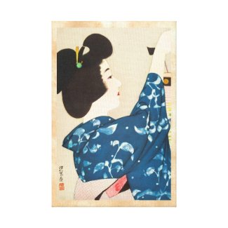 100 Figures of Beauties Wearing Takasago Kimonos Stretched Canvas Print