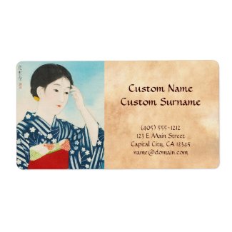 100 Figures of Beauties Wearing Takasago Kimonos Personalized Shipping Labels