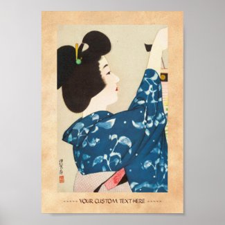 100 Figures of Beauties Wearing Takasago Kimonos Posters