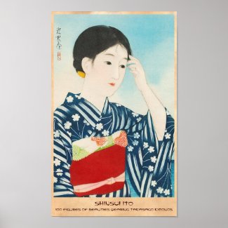 100 Figures of Beauties Wearing Takasago Kimonos Print