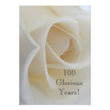 100 GloriousYears!-Birthday Celebration/White Rose Custom Invites