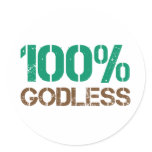 100% Godless Round Stickers