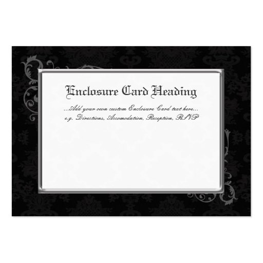 100 Gothic Damask Wedding Enclosures Black & White Business Card Template (front side)